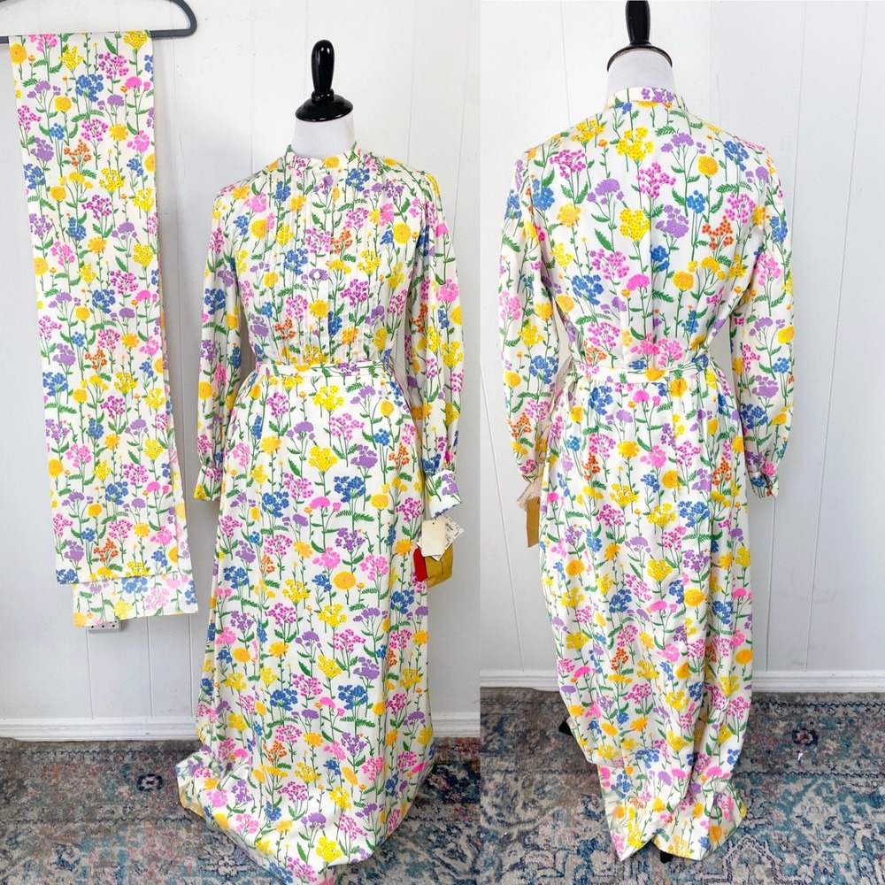 Nat Kaplan Couture Vintage 70s Floral Maxi Skirt Set Sz S* Saks Fifth Avenue NWT